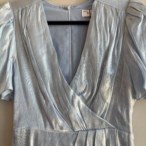 Shiny Light Blue Reformation Elliat Mini Dress (with tags)